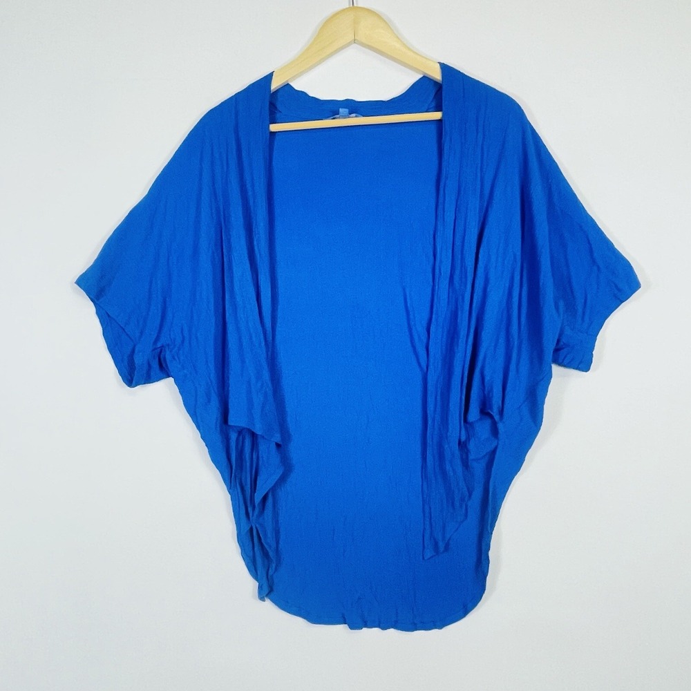 Blue‎ Ginger Shrug Cardigan Womens O/S Blue Boho Tropical Resort Chic Swim Cover